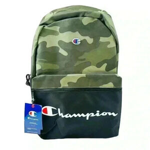 NWT Champion Manuscript Green Grid Camouflage Laptop Large Unisex Backpack